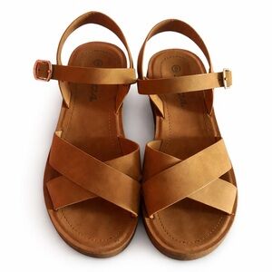 🍃🍃Soda Tan Crisscross Ankle-Strap Sandals